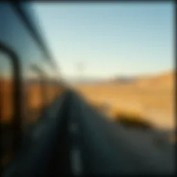 Scenic view of train traveling through the Mojave Desert