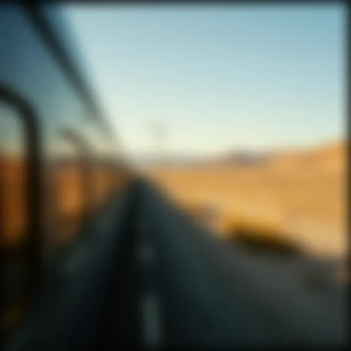 Scenic view of train traveling through the Mojave Desert