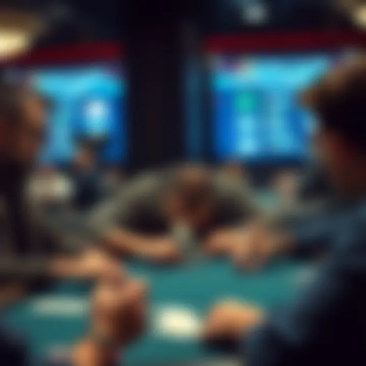 Player analyzing opponents at the poker table