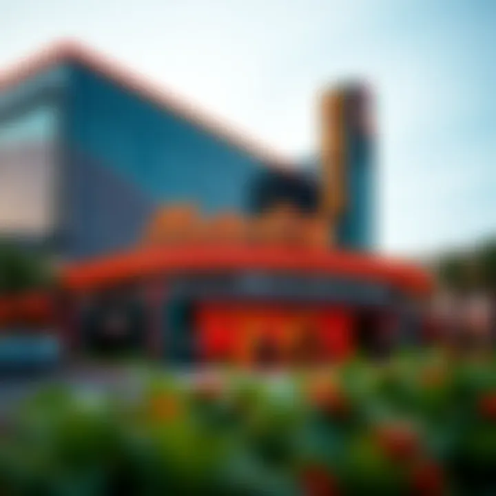 Exterior view of MotorCity Casino Sportsbook showcasing its vibrant architecture