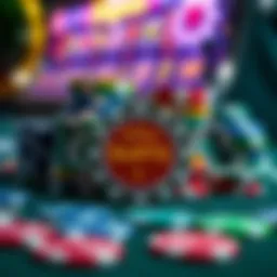 A vibrant display of MyVegas slots chips in various colors