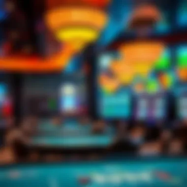 Vibrant casino interior showcasing gaming tables and slot machines