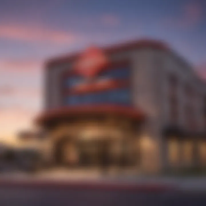 Exterior view of Rock and Brews Casino showcasing its vibrant architecture