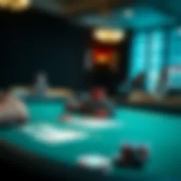 Texas poker table with chips and cards