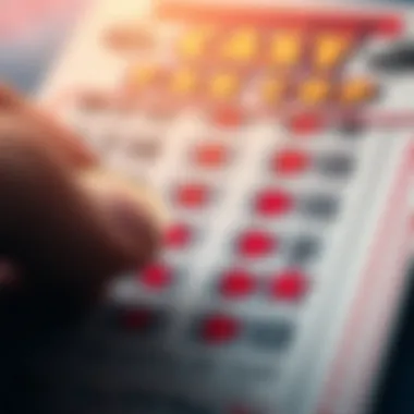 A close-up view of a scratch-off ticket being revealed with a coin