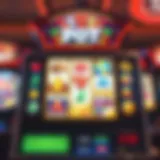 Vibrant slot machine interface showcasing various symbols and features
