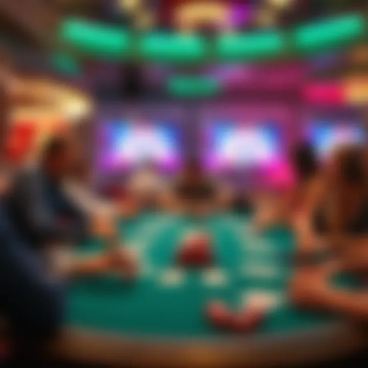 Virtual poker table with players engaged