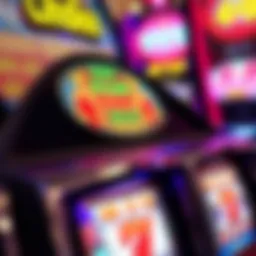 A close-up view of a modern slot machine interface with vibrant graphics