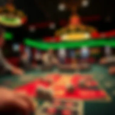 Craps table showcasing players and dice in action