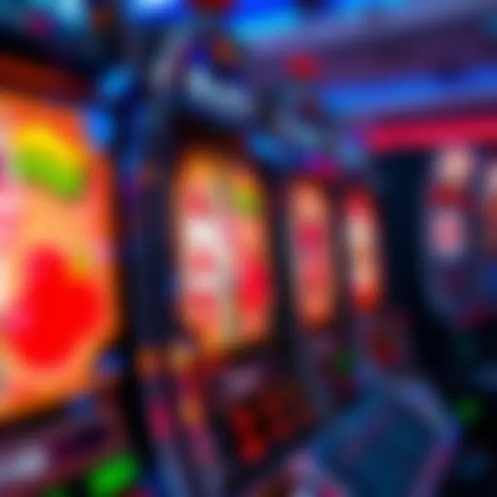 Slot machine with vibrant graphics and payout symbols