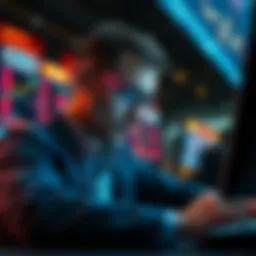 Illustration of an oddsmaker analyzing sports data