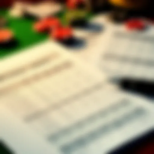 Detailed layout of a betting sheet showcasing various sections