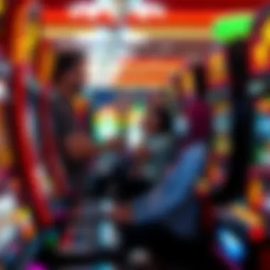 Players engaging with slot machines, immersed in the gaming experience