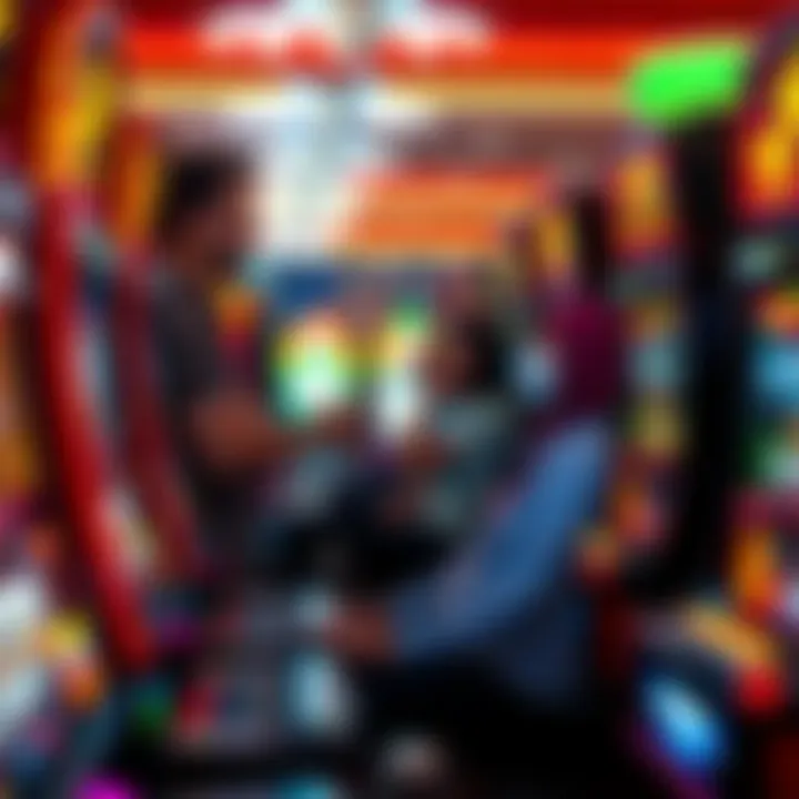 Players engaging with slot machines, immersed in the gaming experience